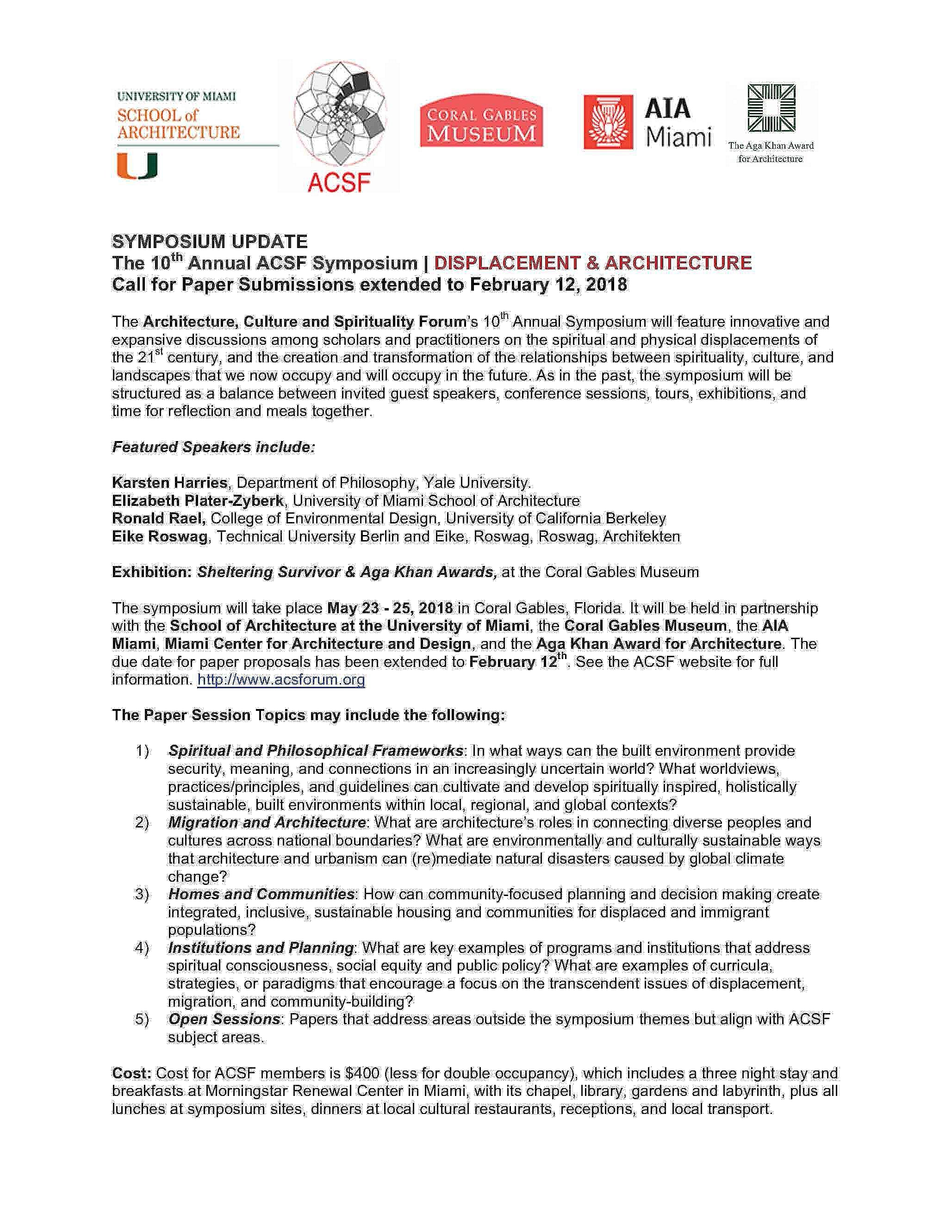 symposium update info on symposium
